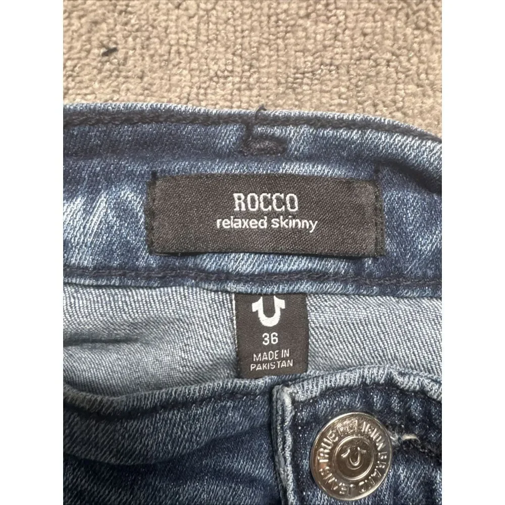 true religion rocco Moto Stitched relaxed skinny jeans 36x33‎ Blue Denim